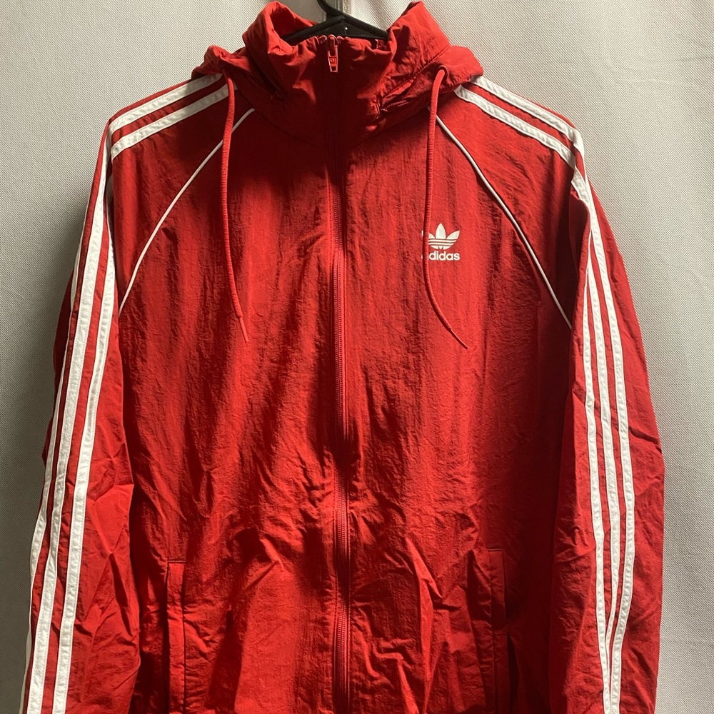 Red adidas windbreaker